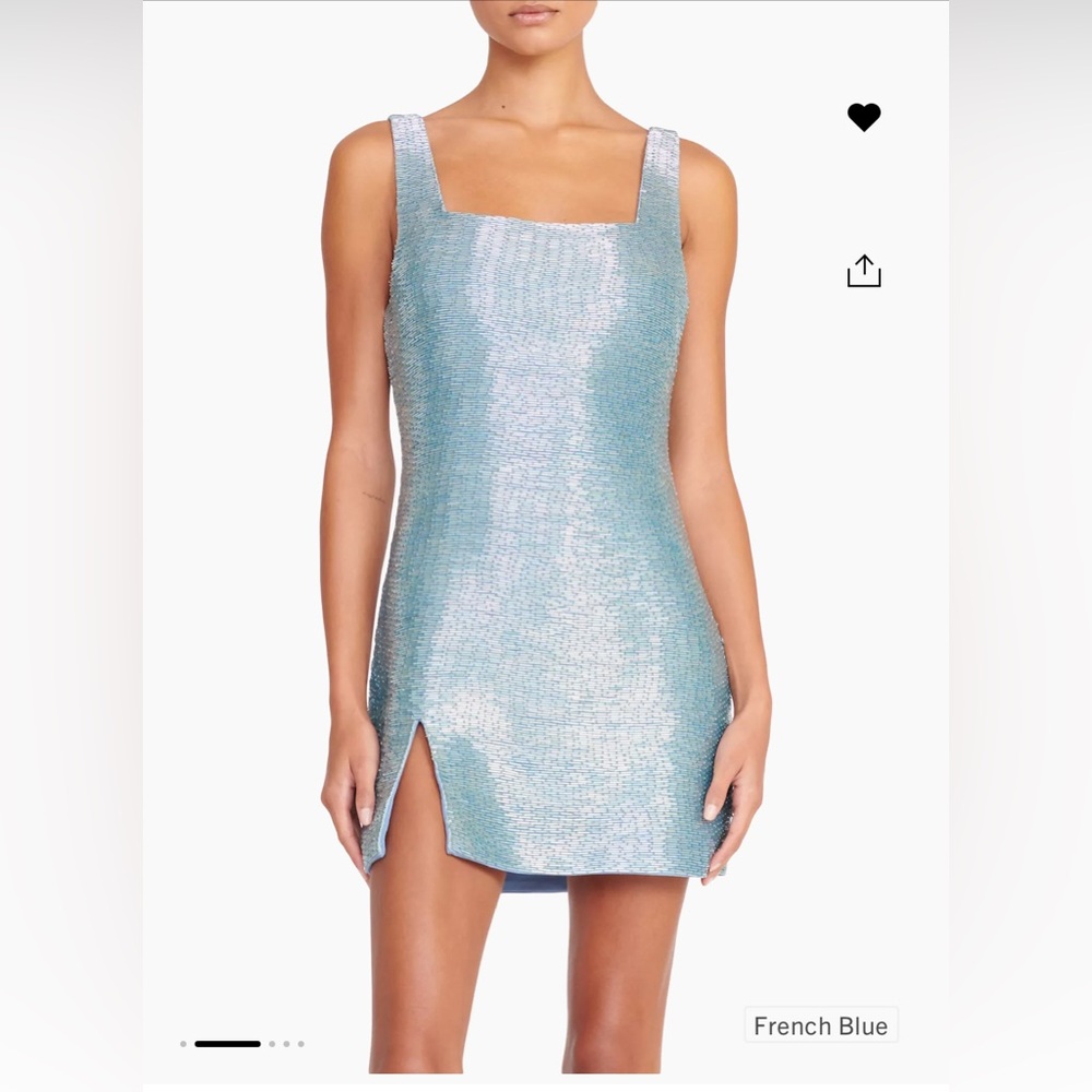 Staud Le Sable Beaded Minidress (French Blue)